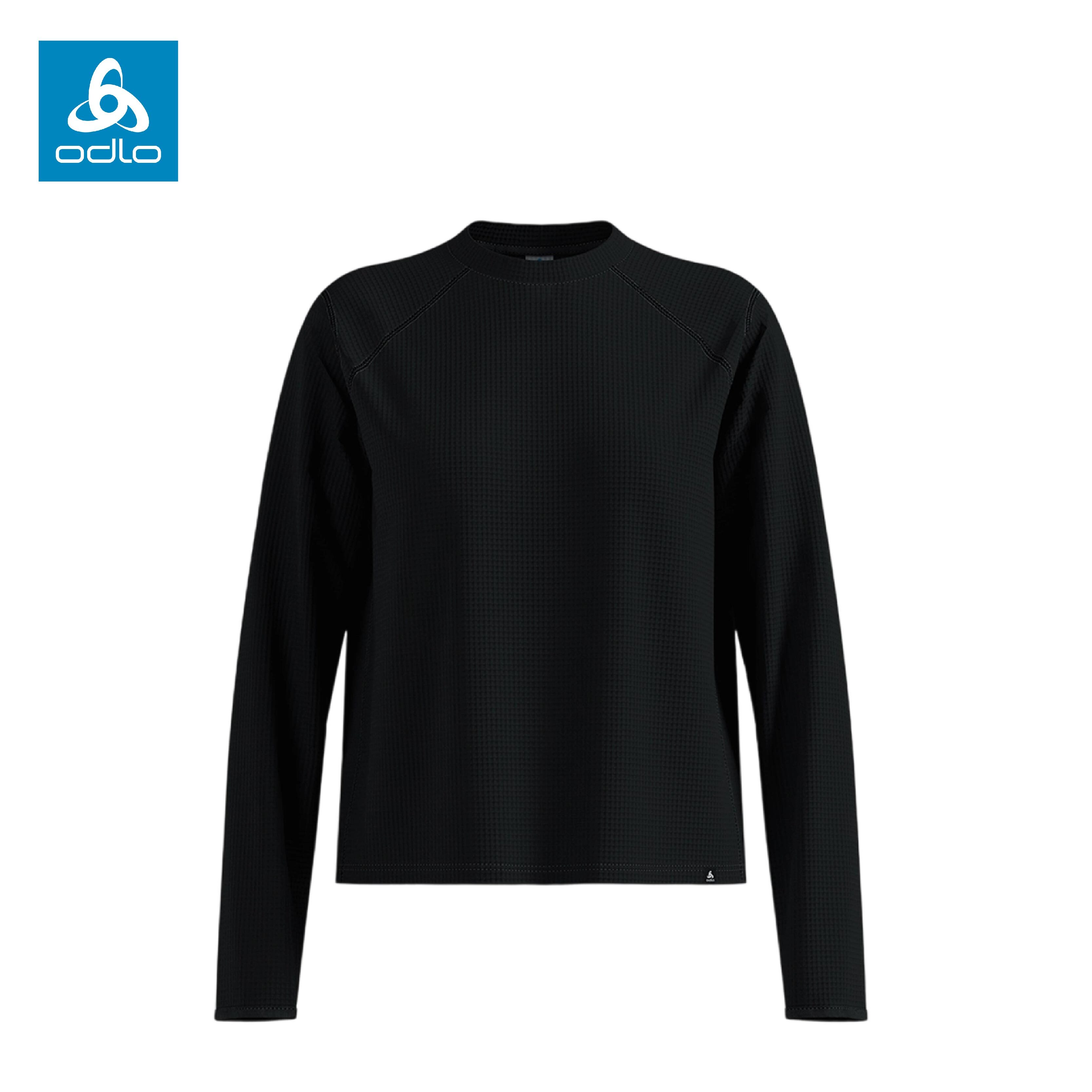 ODLO 瑞士 CUBIC 華夫格 長袖圓領套頭衫 女款 (黑色) 01OD542991