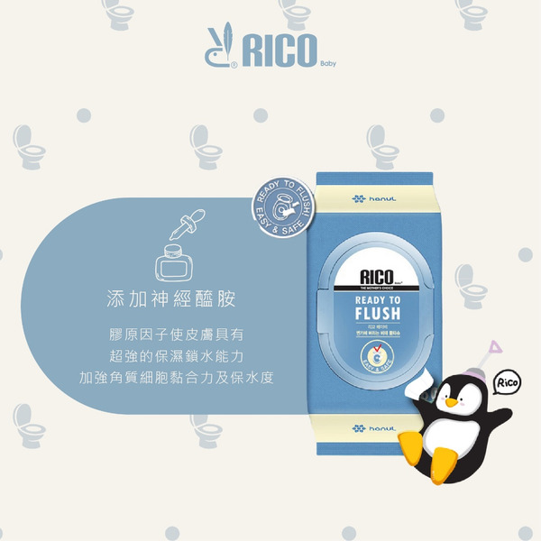 韓國 RICO baby 兒童可沖式濕紙巾 60抽