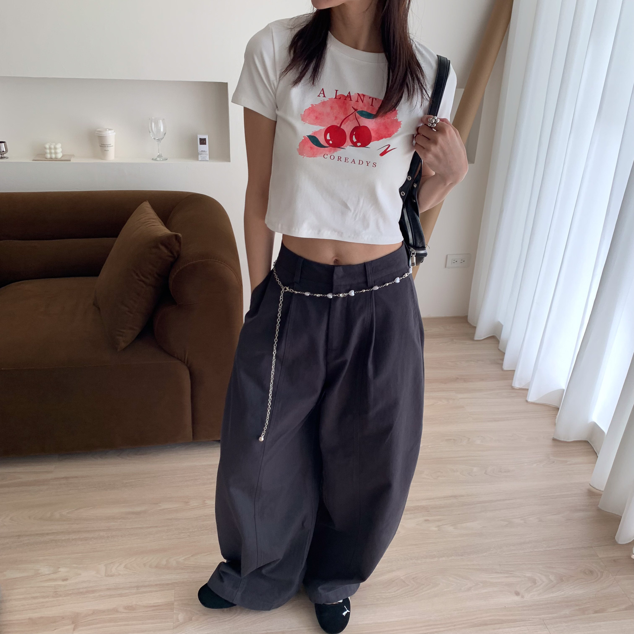 ISA_summer cherry 夏日甜妹必備正肩短tee_58017