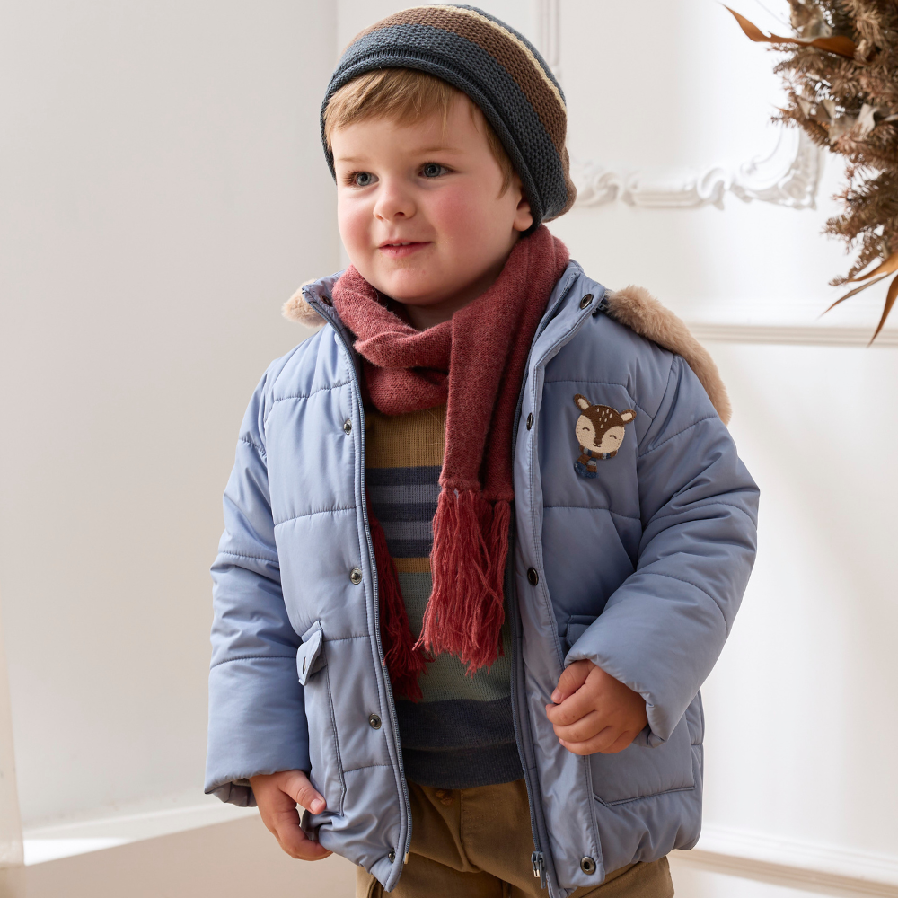 PIPPY 可愛小鹿鋪棉連帽風衣外套 藍