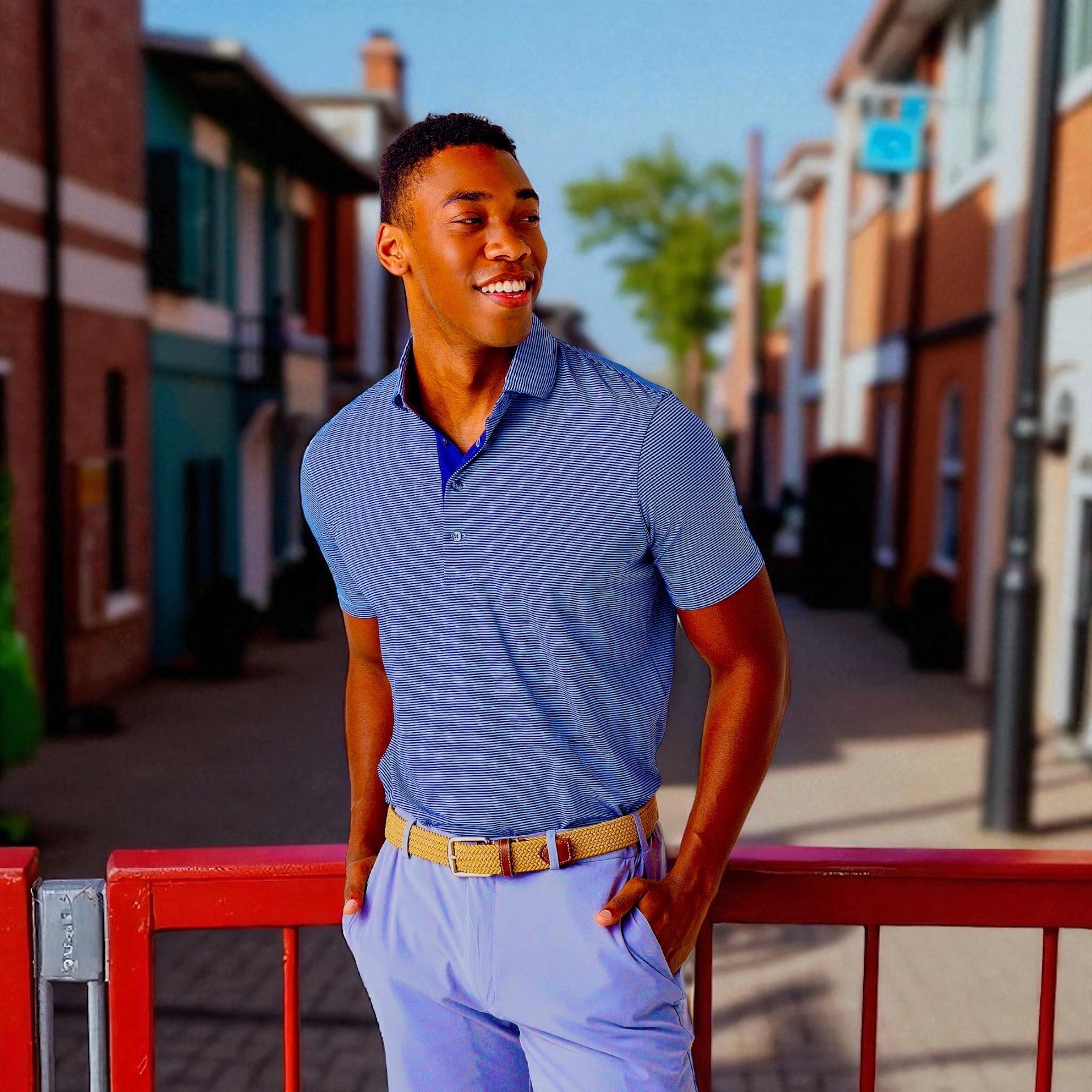 男【現貨】GREYSON / 正品折扣 / SARANAC POLO 高爾夫短袖條紋Polo衫#MFA22K01-338-S