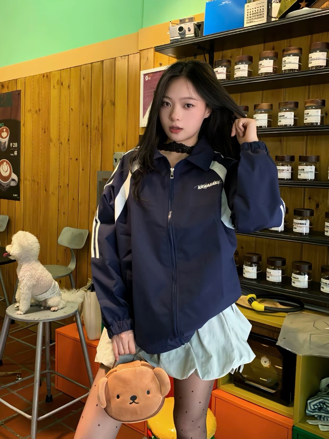 KAWASAKI 川崎 🇯🇵 美式CLEANFIT 撞色條紋 翻領 教練外套