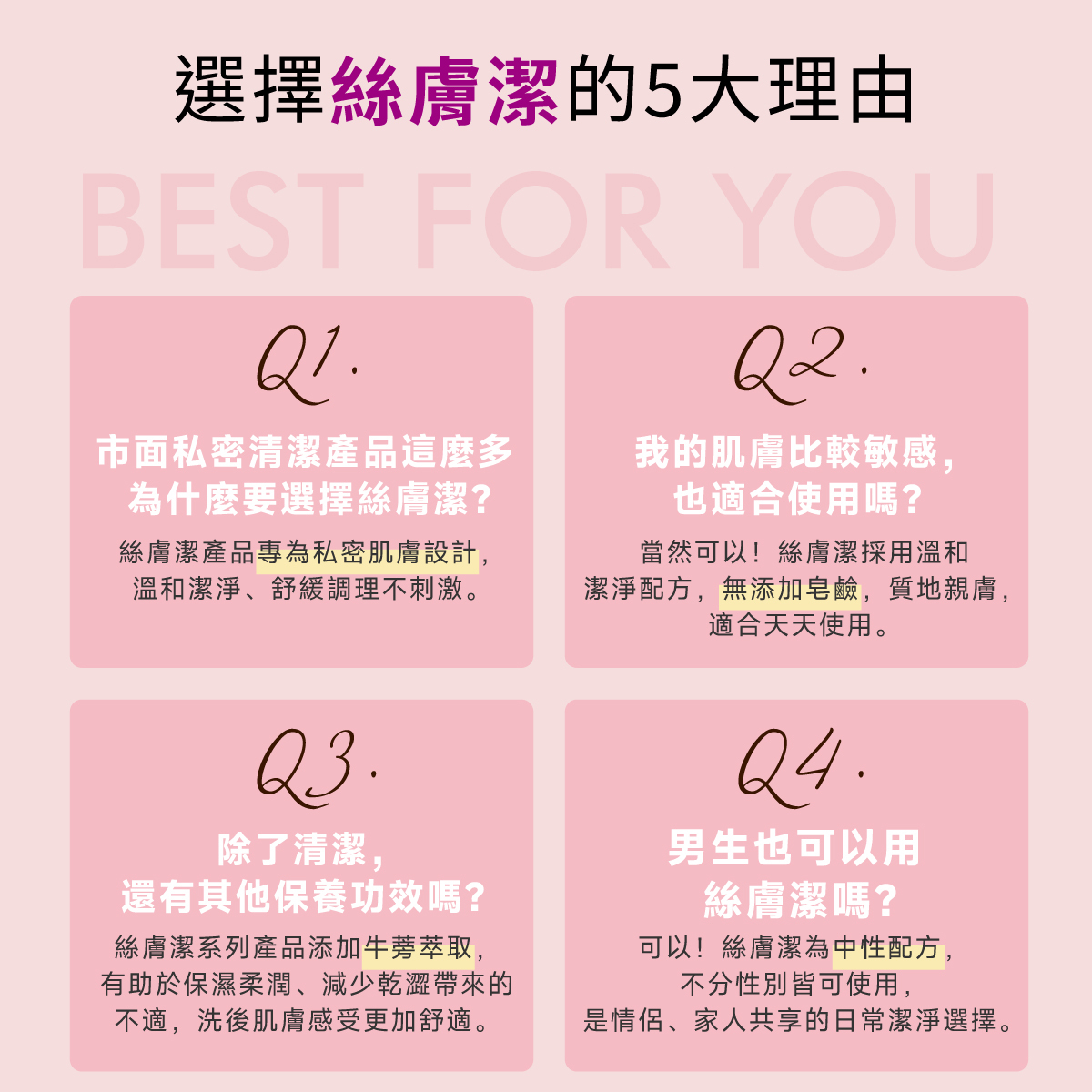 絲膚潔為中性配方,不分性別皆可使用,是情侶、家人共享的日常潔淨選擇