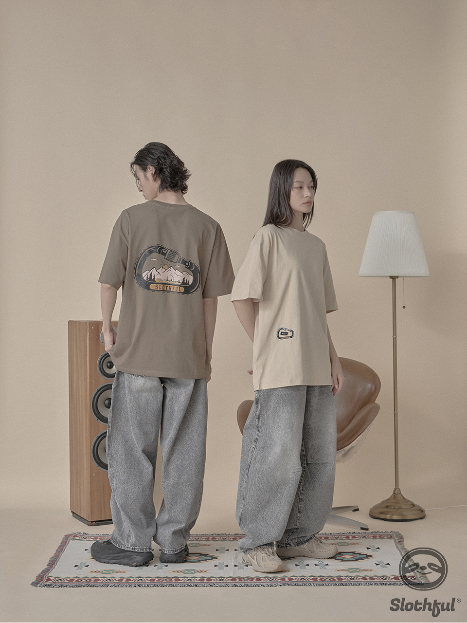 復古刷白打摺牛仔繭型褲