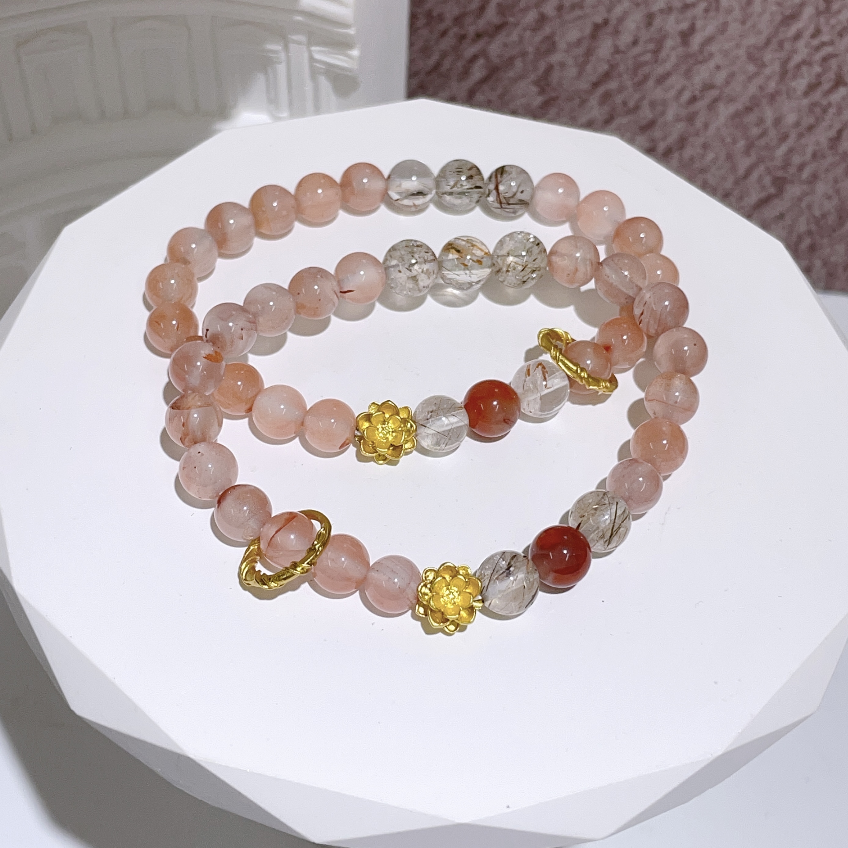 冰飄南紅瑪瑙拼黑金超DIY手串 7mm