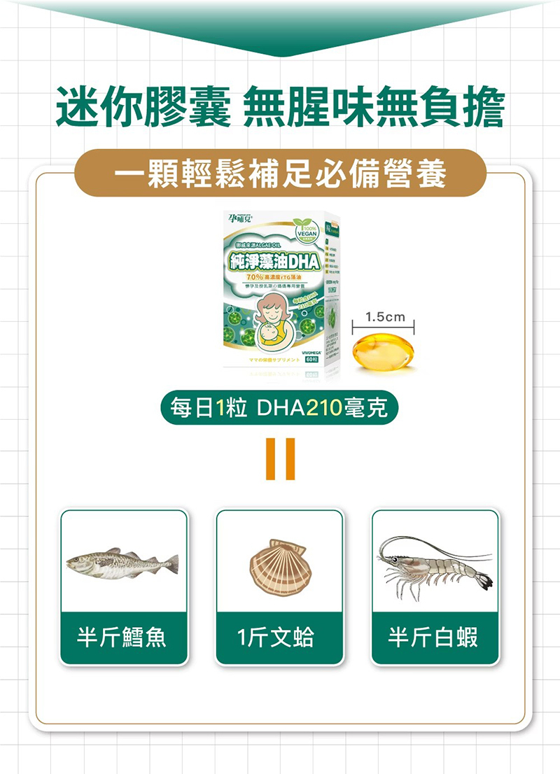 孕哺兒，挪威純淨藻油 DHA 軟膠囊