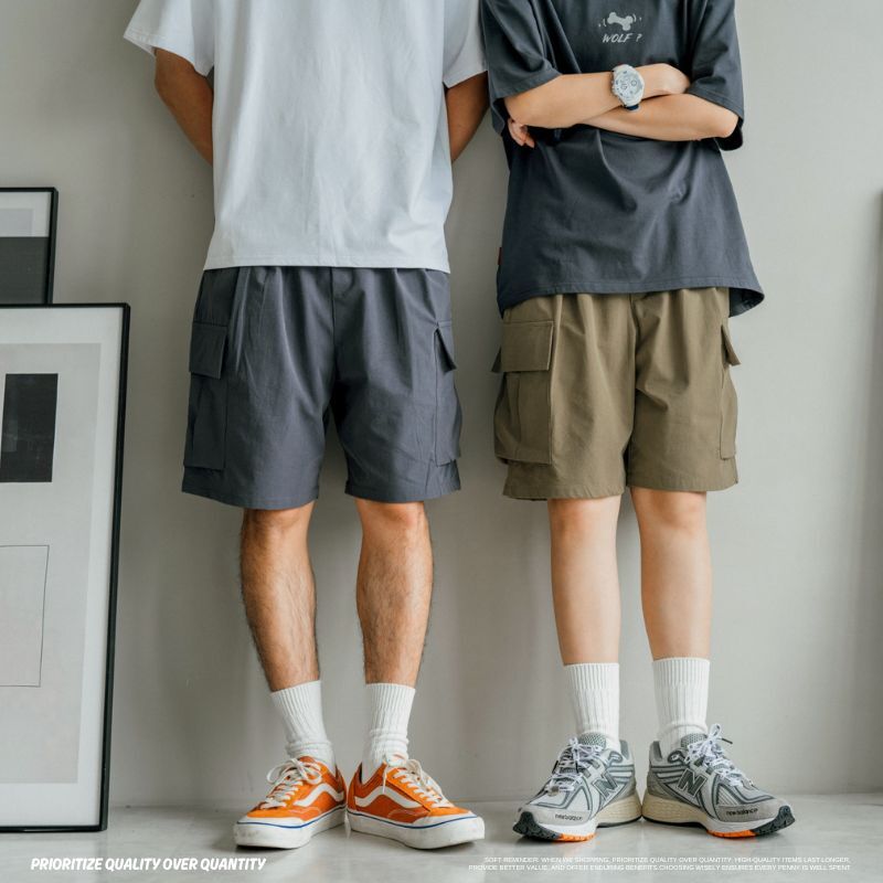 立體口袋彈力寬鬆短褲