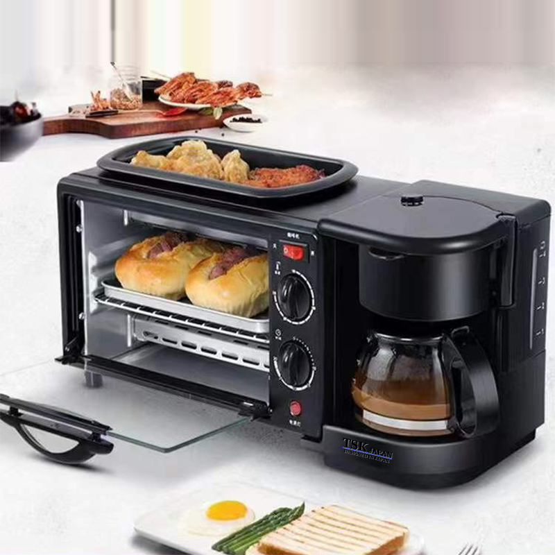 日本TSK 三合一多功能家用早餐機多士爐迷你烤箱 咖啡機 P2895