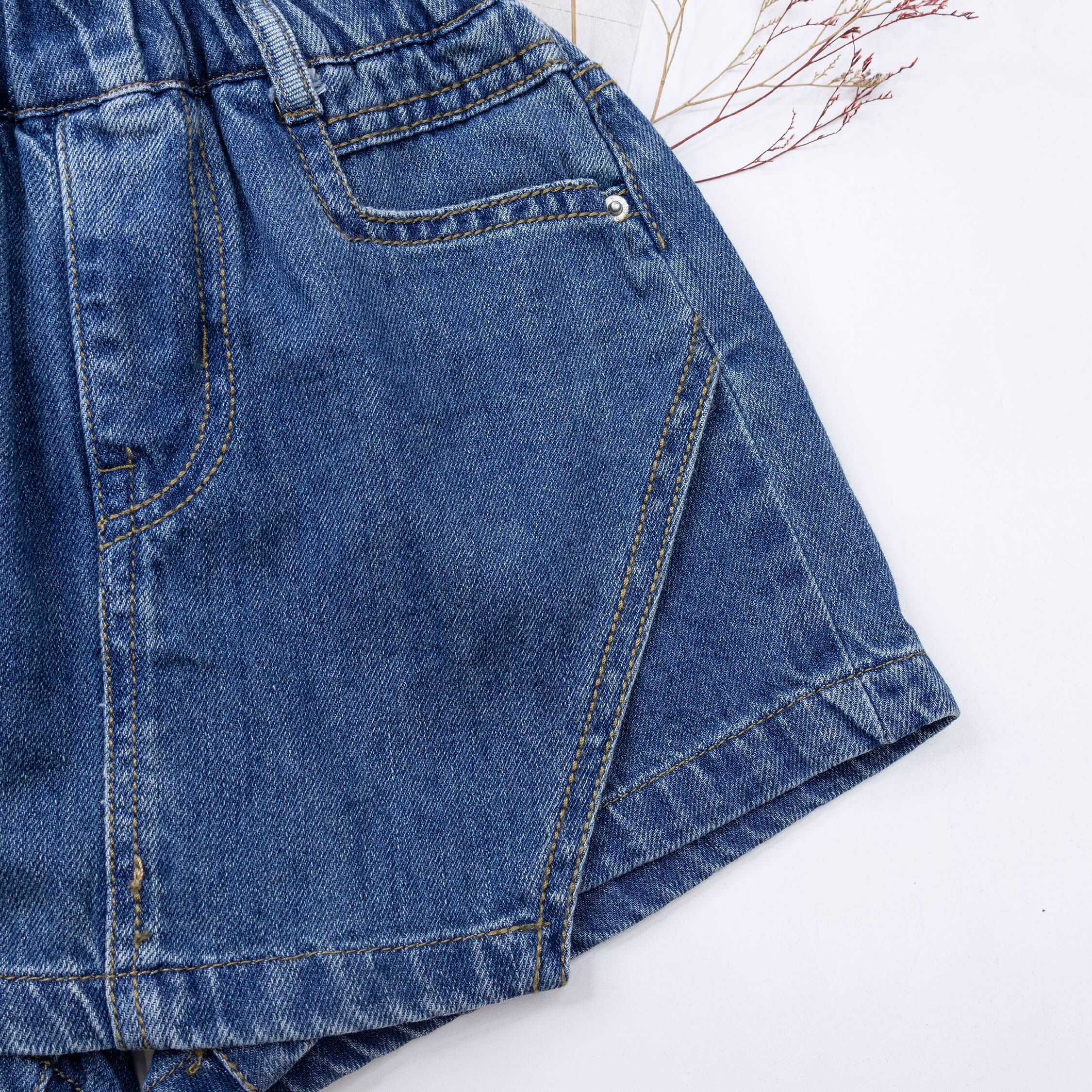 【H50917】質感造型斜邊設計牛仔褲裙