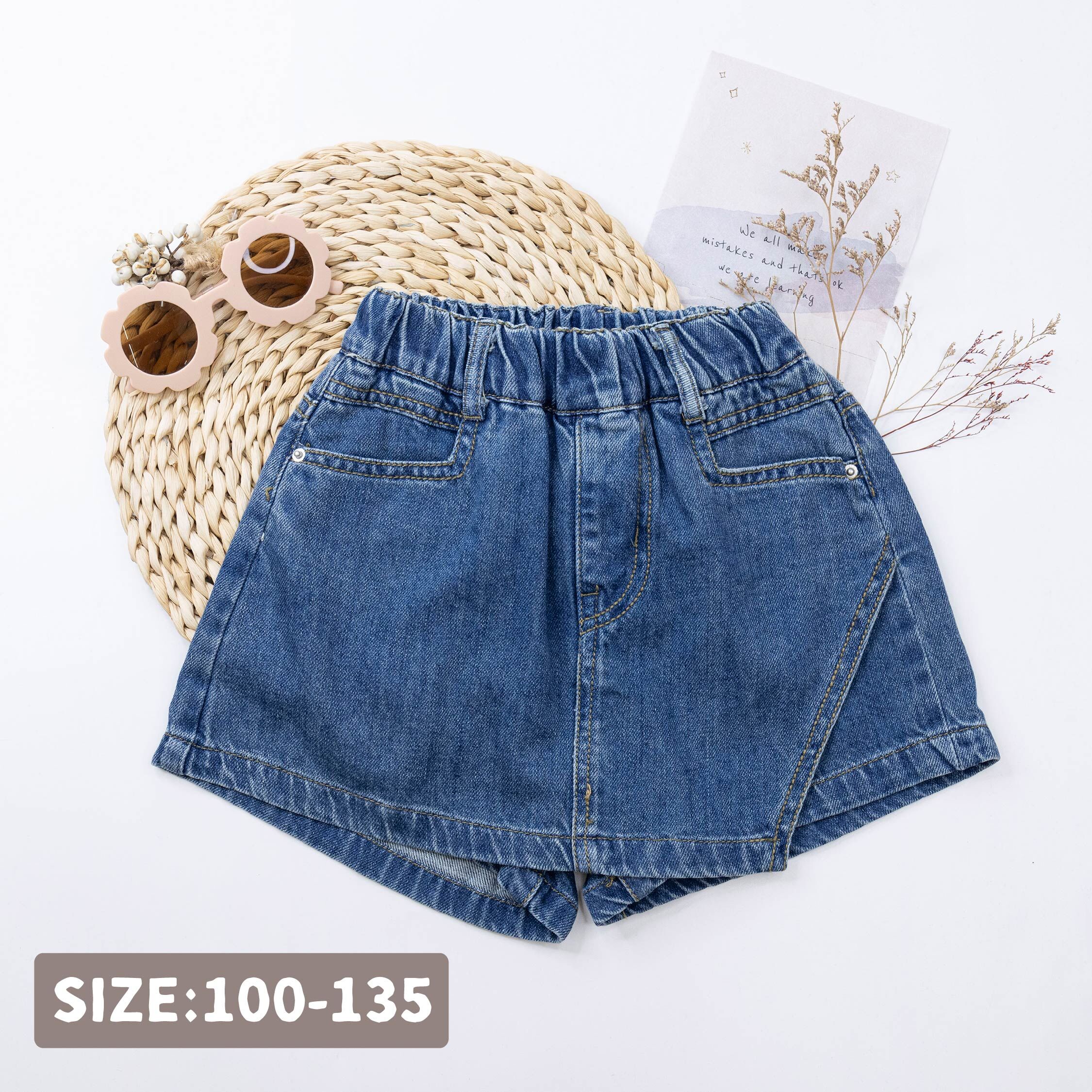 【H50917】質感造型斜邊設計牛仔褲裙