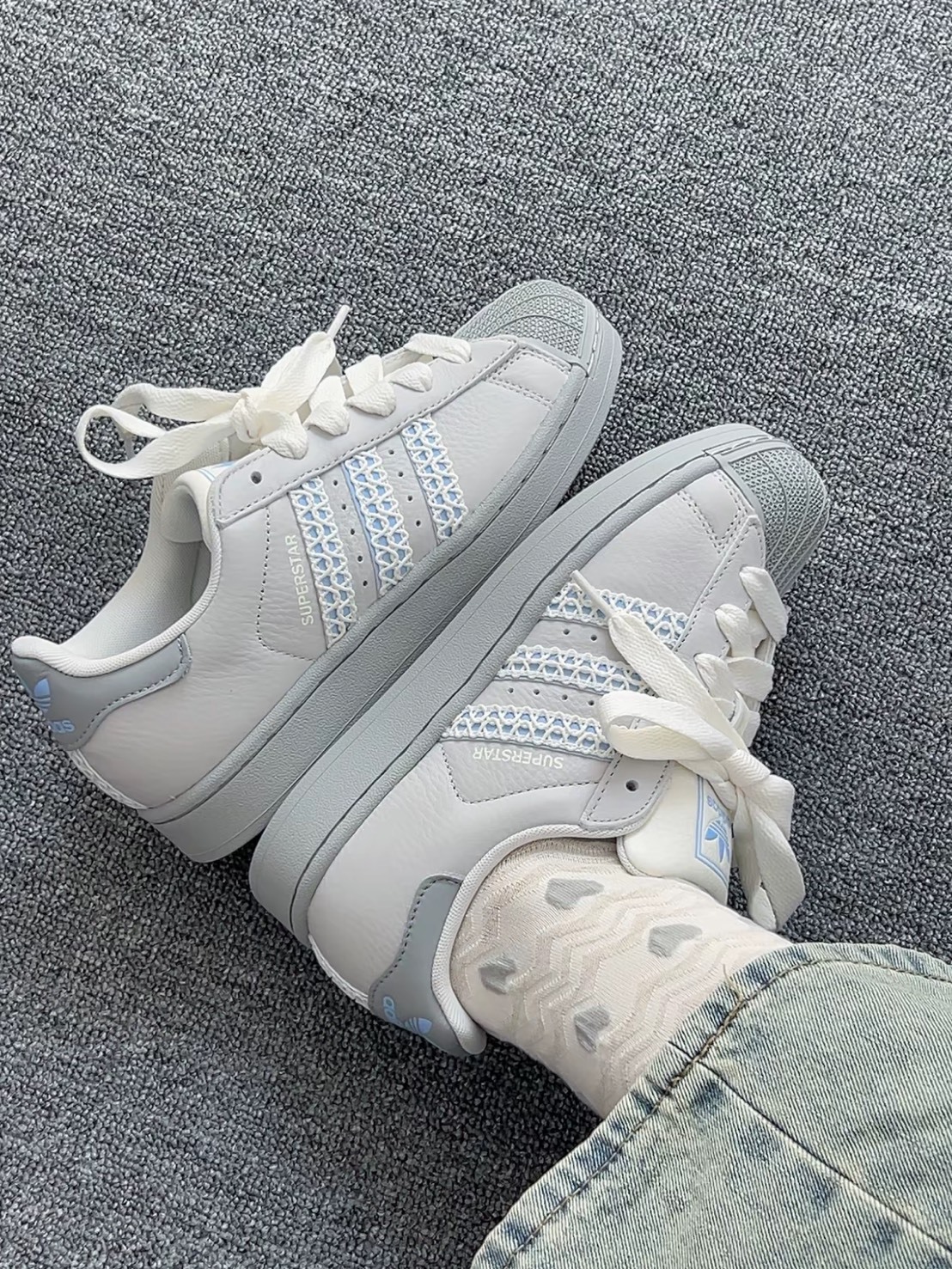 ADIDAS ORIGINALS SUPERSTAR 2 莫奈灰 編織貝殼鞋