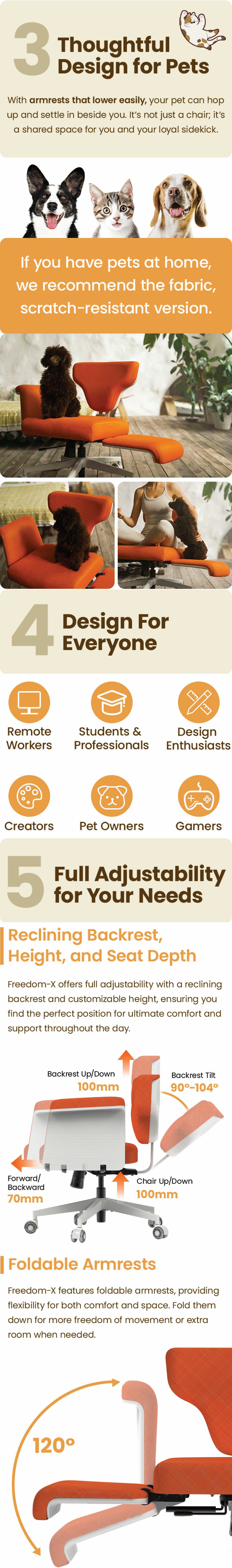 Pet-friendly durable fabric ergonomic office chair in Hong Kong home