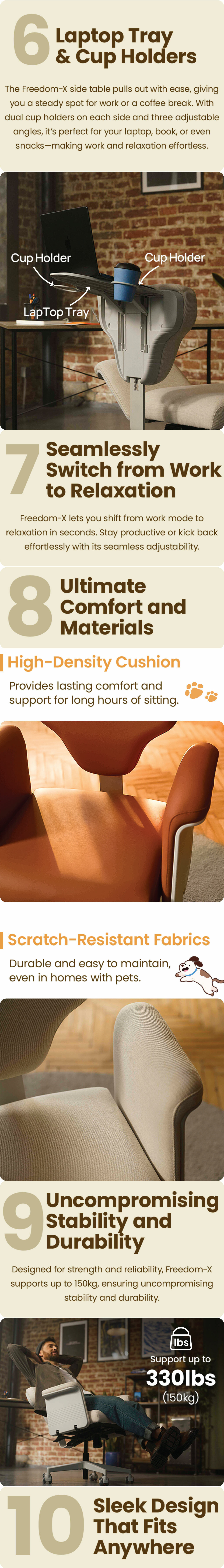 Foldable laptop tray on ergonomic chair for flexible working posture