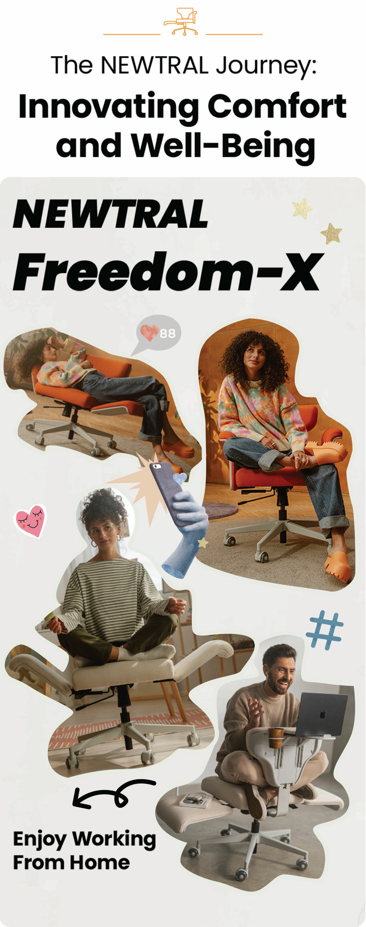 Multi-use chair suitable for reading, gaming, and yoga exercises