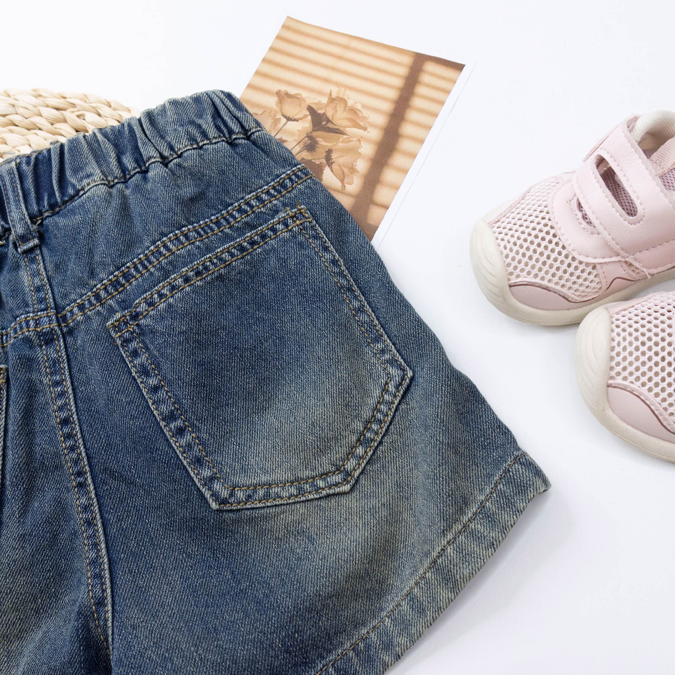 【H50907】個性造型車縫牛仔短褲