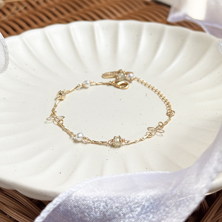 生日花 • 參月拾陸 • 白水仙 – 珍珠葡萄石 – 手鍊