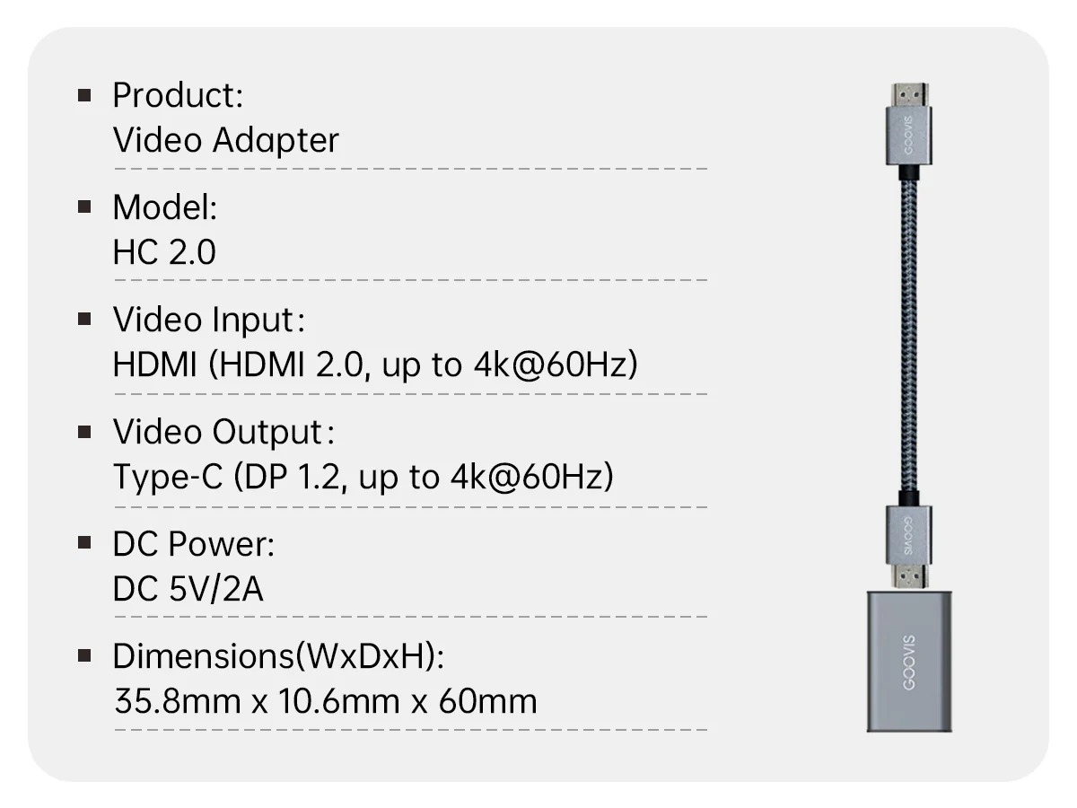 GOOVIS HC2.0 HDMI to Type-C Adapter