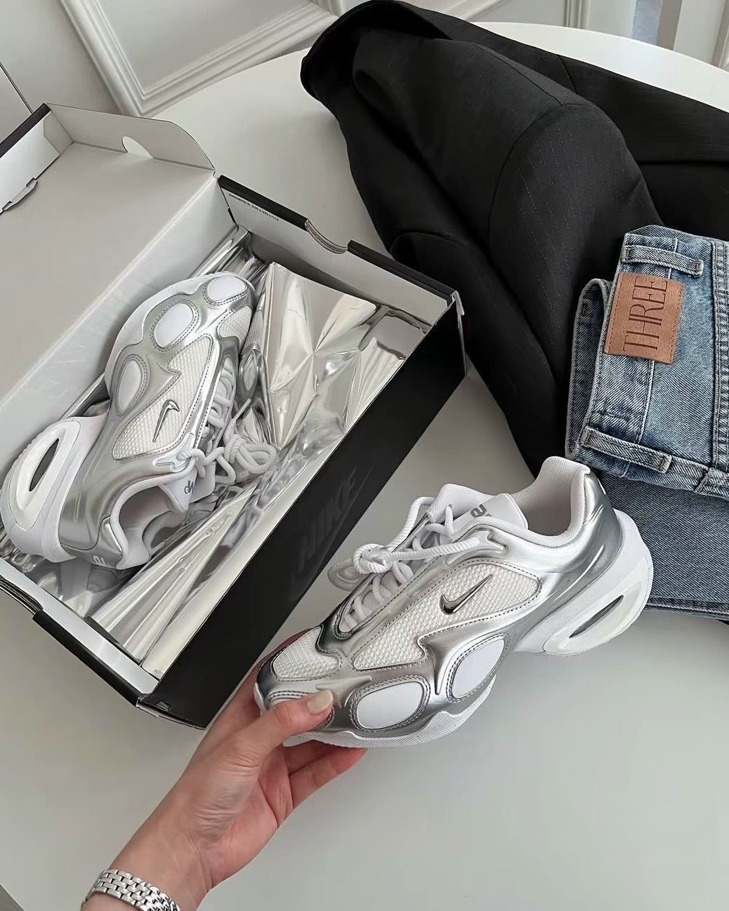 Nike Air Max Muse 金屬 增高 厚底 科技感 銀白 男女同款 FV1920-100
