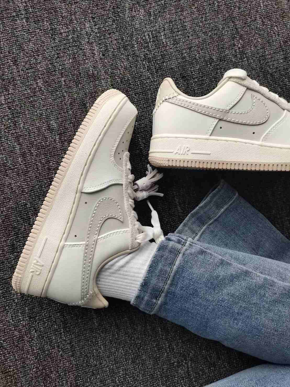 Nike Air Force 1 Low 奶油杏色 莫蘭迪灰 流蘇縫線 女鞋  HV1813-001