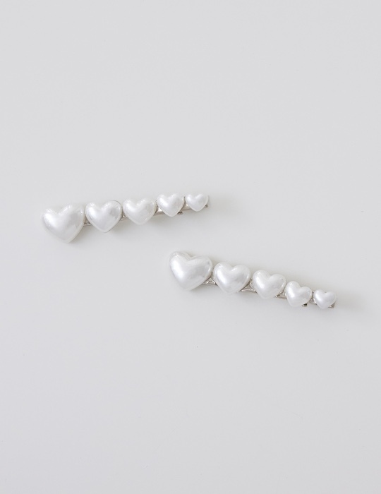 漸變愛心髮夾(珍珠白)(一組售)