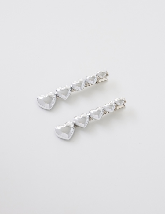 漸變愛心髮夾(銀)(一組售)