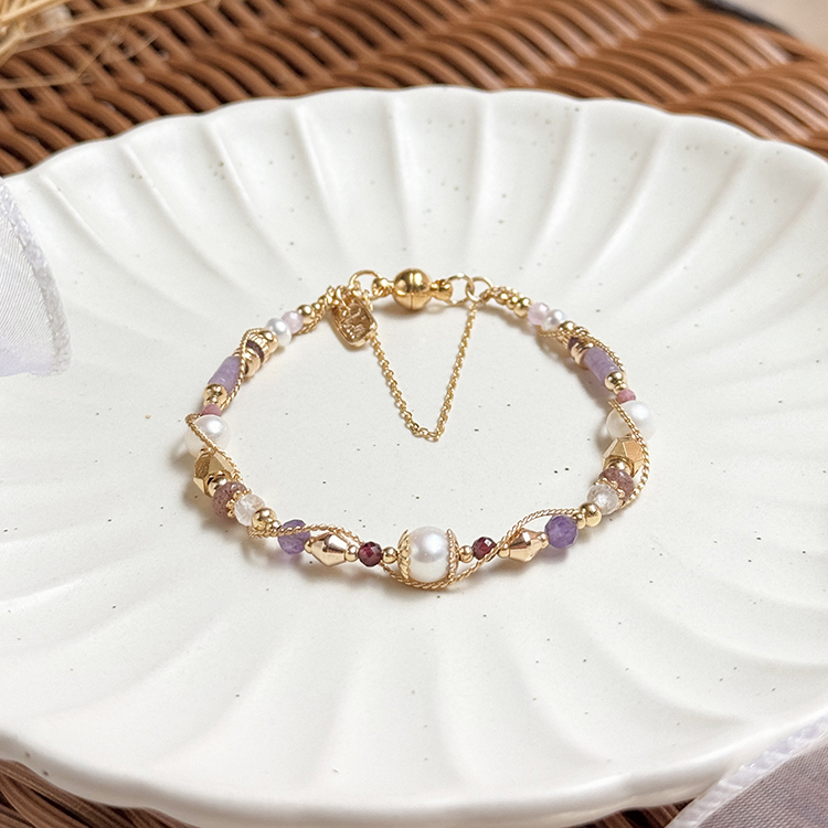 生日花 • 陸月玖 • 小檗 – 珍珠紫水晶 – 手鍊