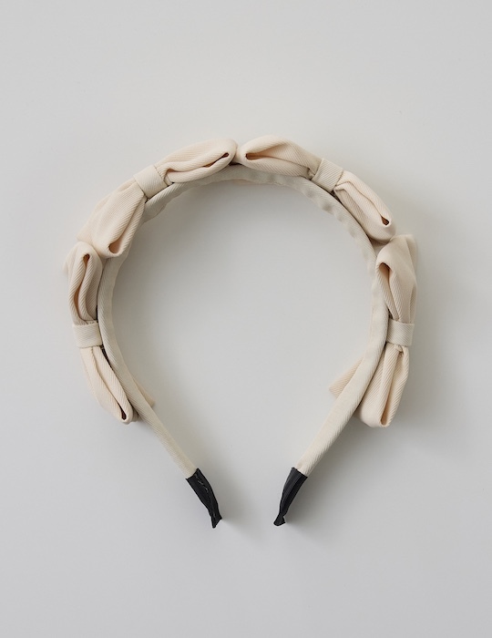 甜美滿版蝴蝶結髮箍(米白)