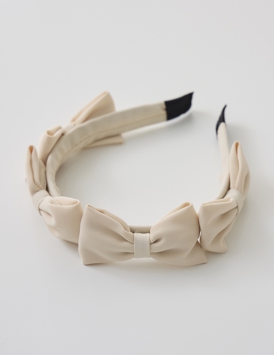 甜美滿版蝴蝶結髮箍(米白)
