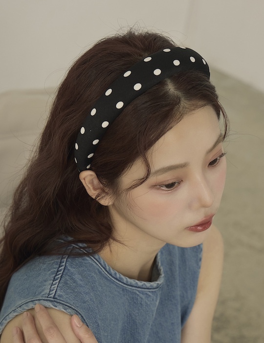赫本風圓點髮箍(黑)