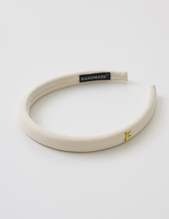 簡約素色蝴蝶結髮箍(米白)