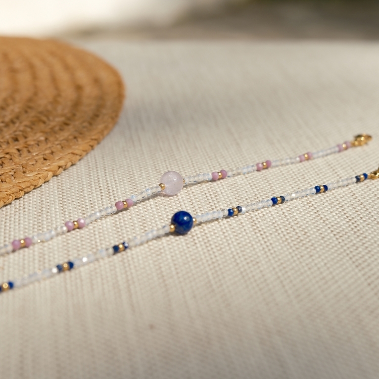 夏夜星空  繁星青金夜 薰夢星閃夜 水晶天然石 手鏈