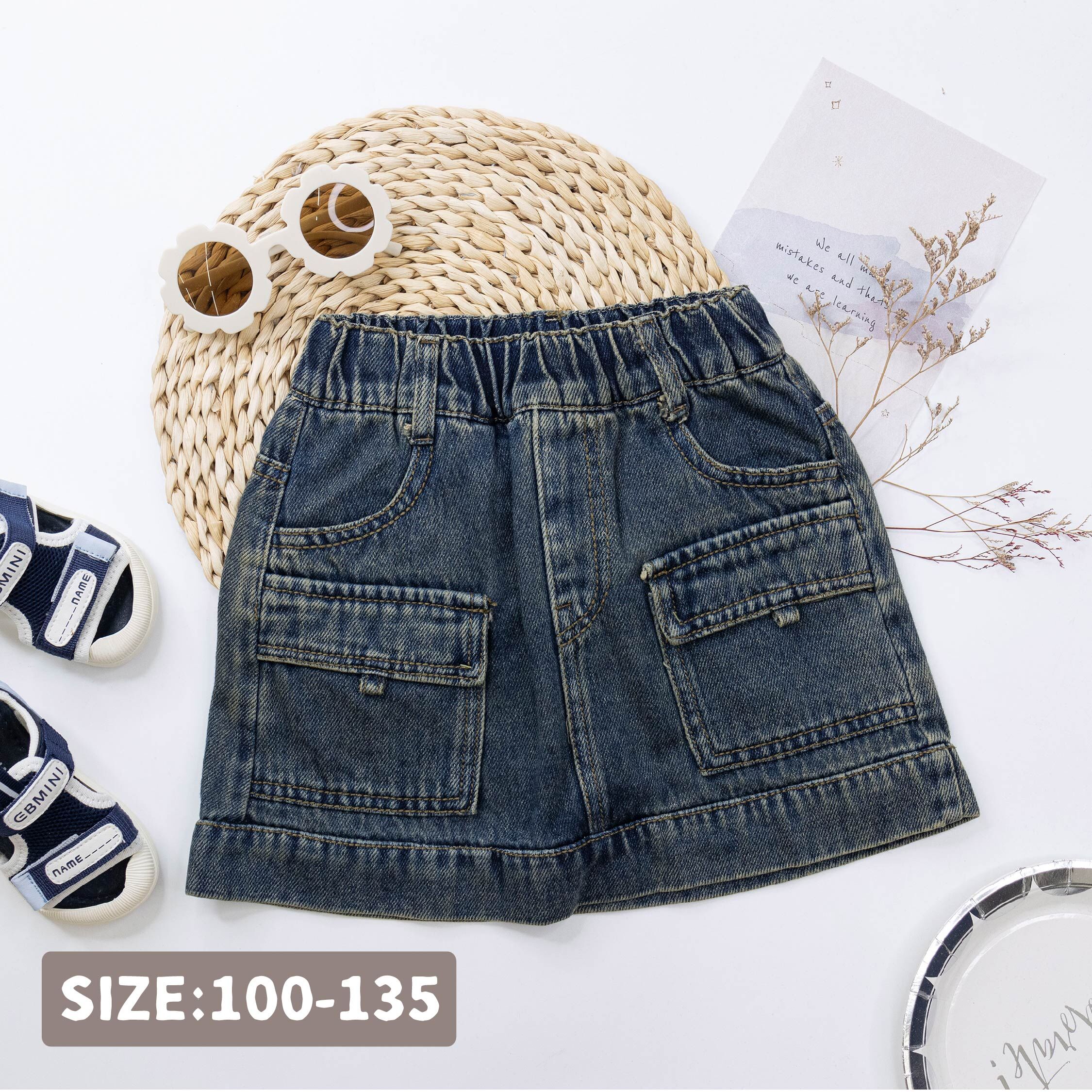 【H50921】復古個性工裝牛仔褲裙