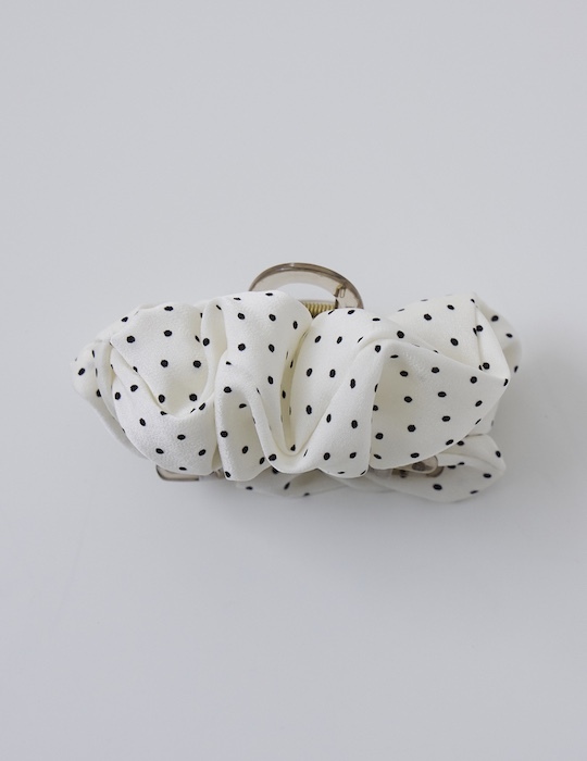 復古風圓點髮夾(白)