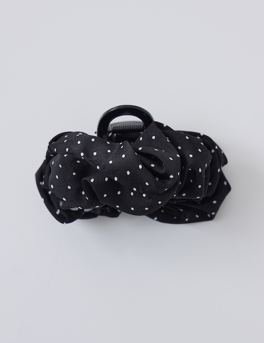 復古風圓點髮夾(黑)