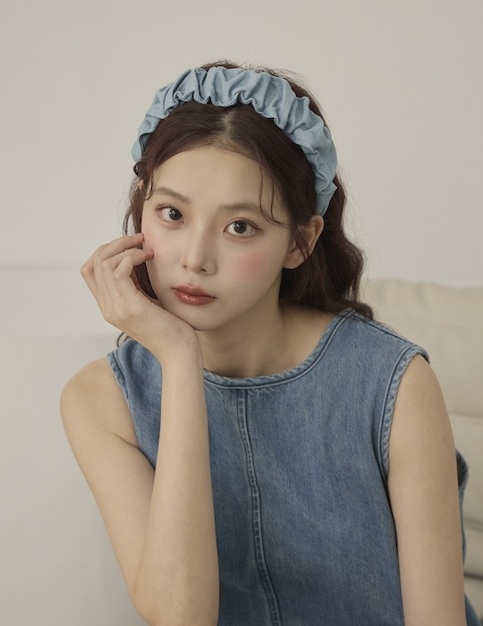 單寧壓褶髮箍(淺藍)