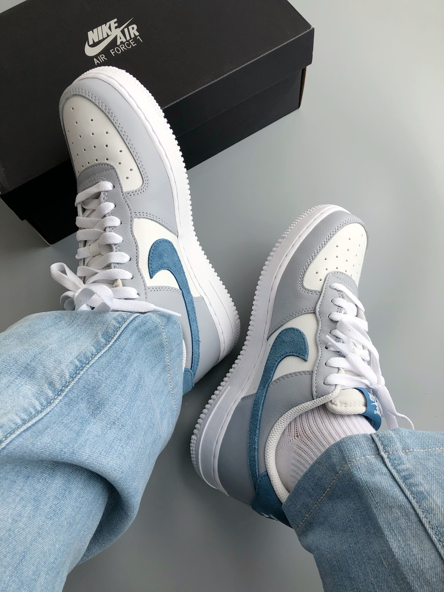 代購-Nike Air Force 1 ‘07 LV8 AF1 男女同款 奶油藍白色 HV1795-141