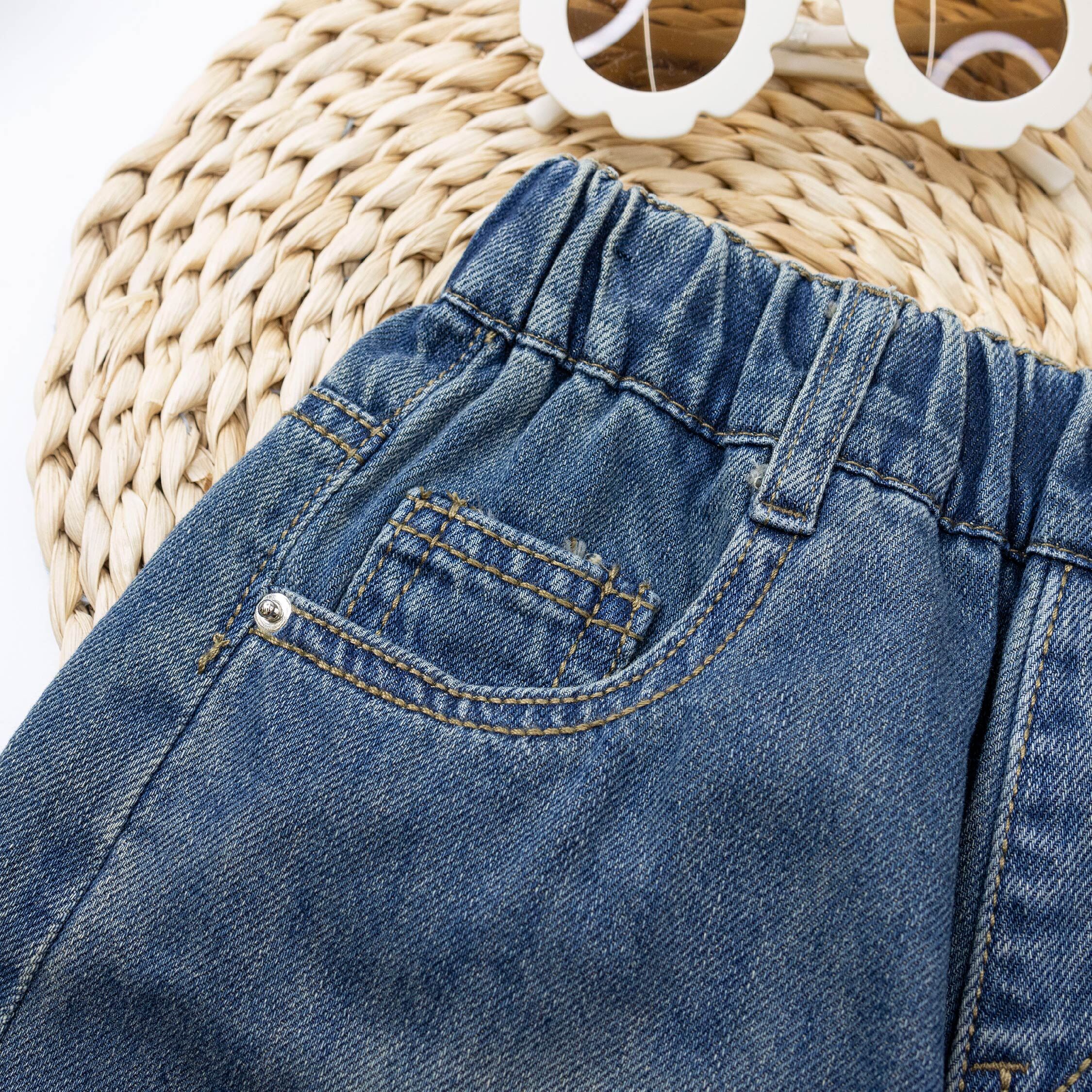 【H50906】簡約復古刷色舒適牛仔短褲