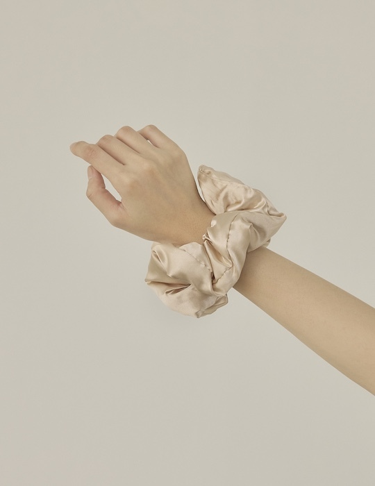 氣質緞面素色髮圈(米白)