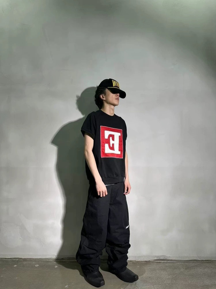 PCCVISION 3MAN0N 333 discounted loose overalls with embroidered knee logo