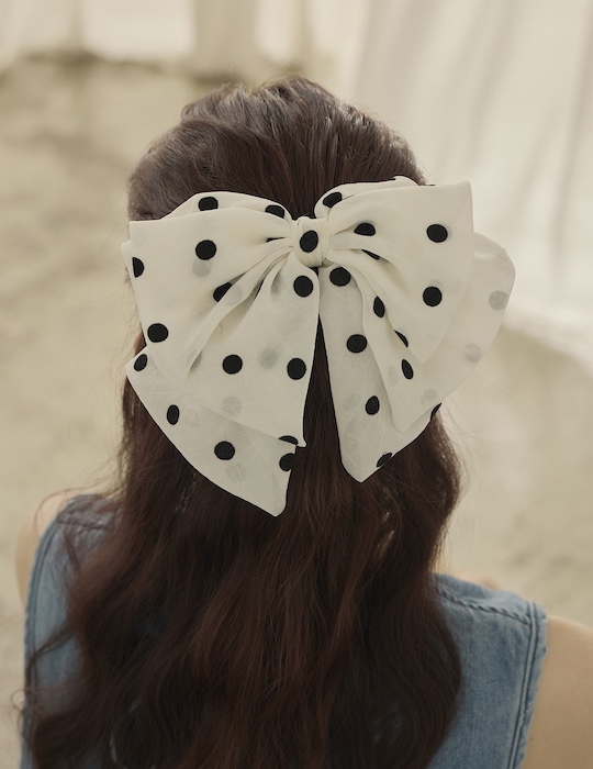 赫本風蝴蝶結圓點髮夾