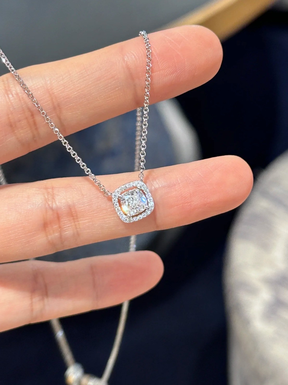 APM MONACO 小方糖 鑽石 925銀 項鍊