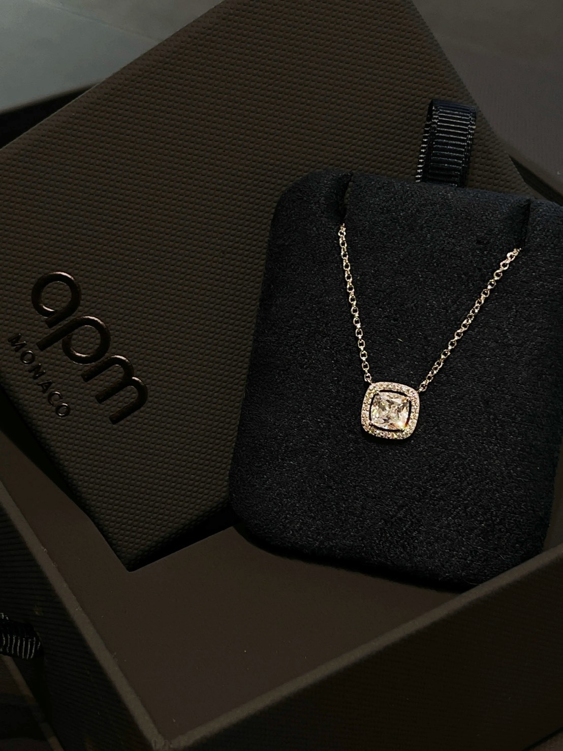 APM MONACO 小方糖 鑽石 925銀 項鍊