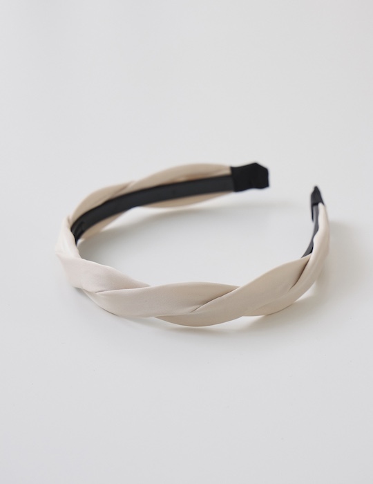 麻花扭結髮箍(米白)