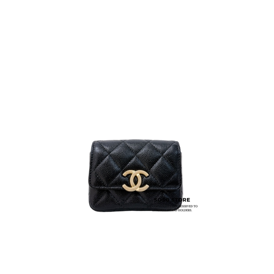 Chanel Coins Bag With Belt - Black / Ghw