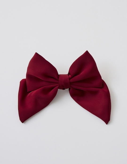 緞面大蝴蝶結髮夾(紅)