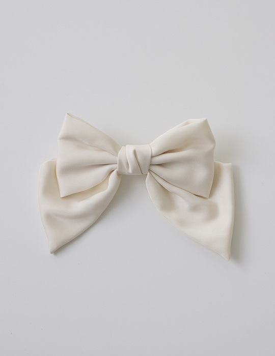 緞面大蝴蝶結髮夾(白)