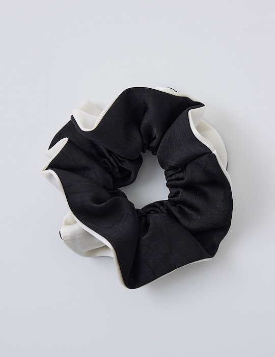 法式黑白拼色髮圈