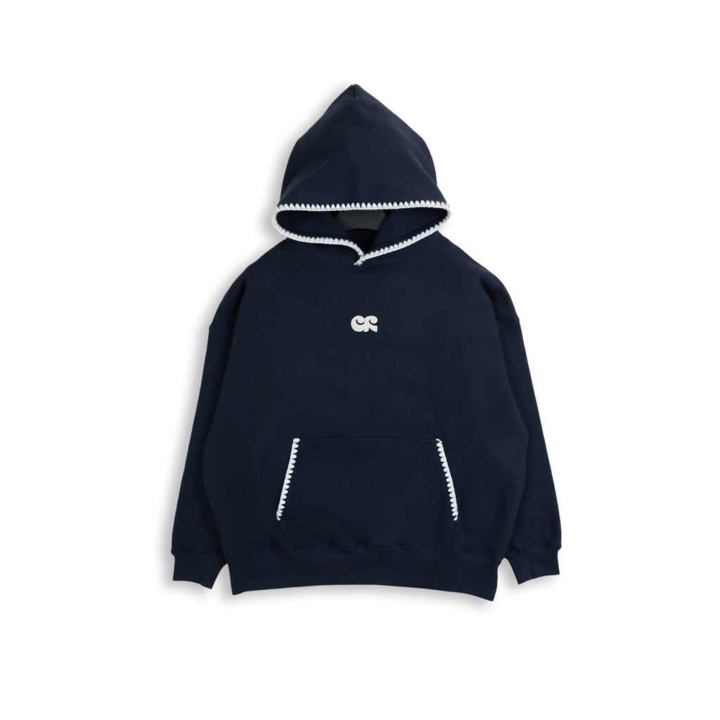 貝殼繡帽T - Navy