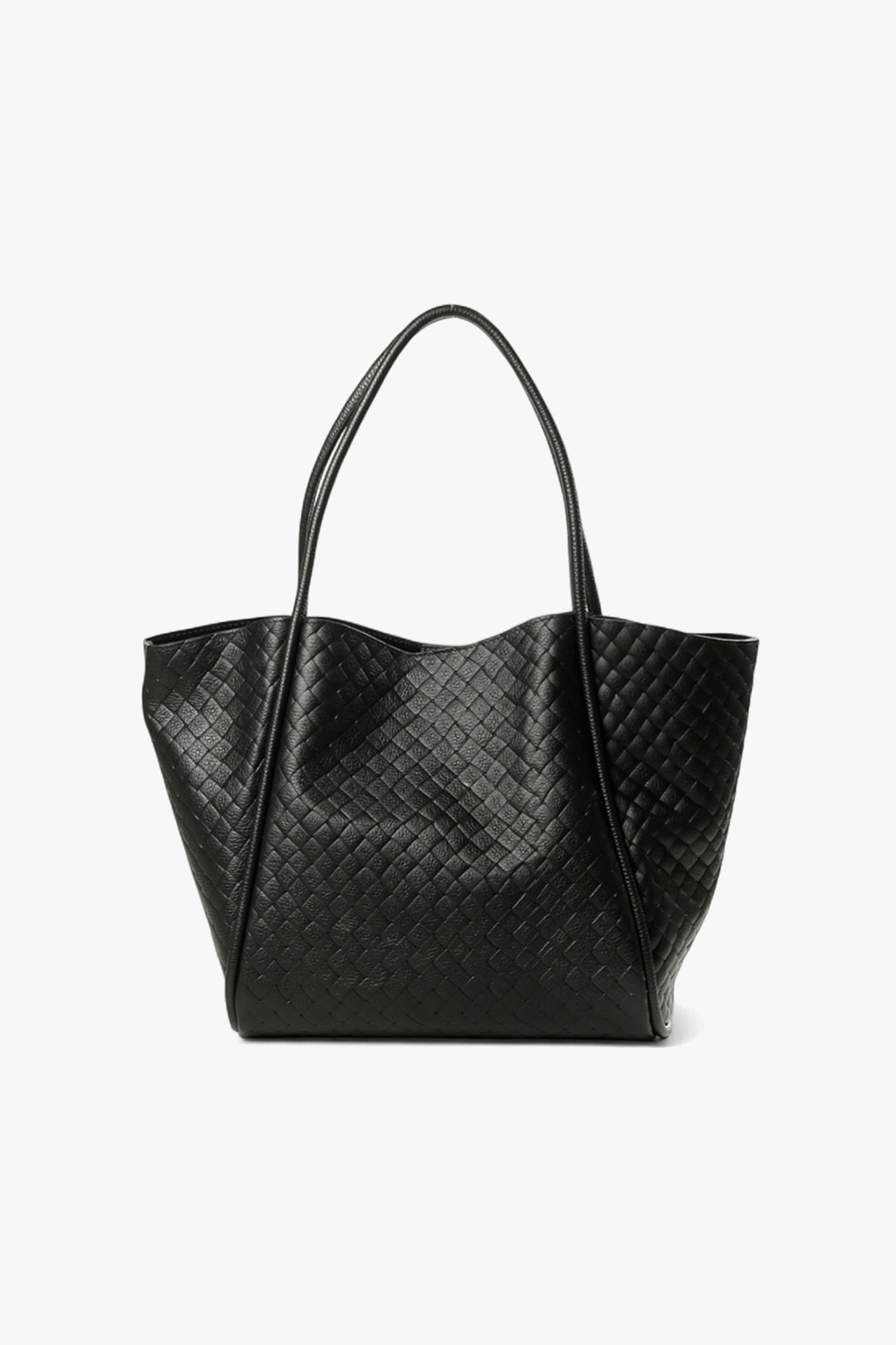 W TOTE 格紋造形肩背包 黑色