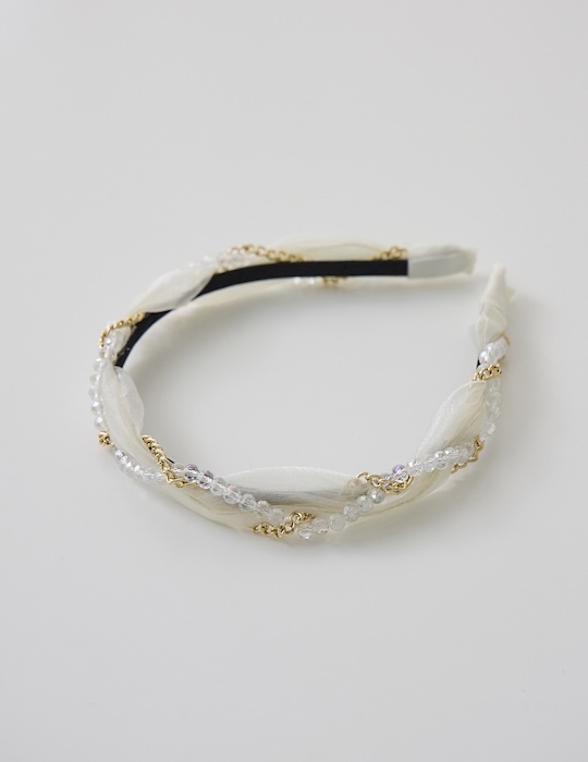 氣質麻花交織髮箍(白)